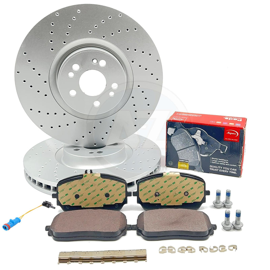 FOR MERCEDES GLS 400d 4-matic 2019- FRONT BRAKE DISCS APEC PADS SENSOR 375mm