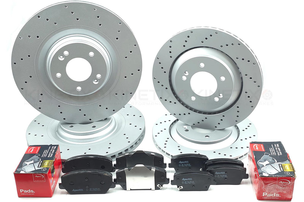 FOR HYUNDAI I30 N KONA N 2.0 N 2021- DRILLED FRONT REAR BRAKE DISCS APEC PADS