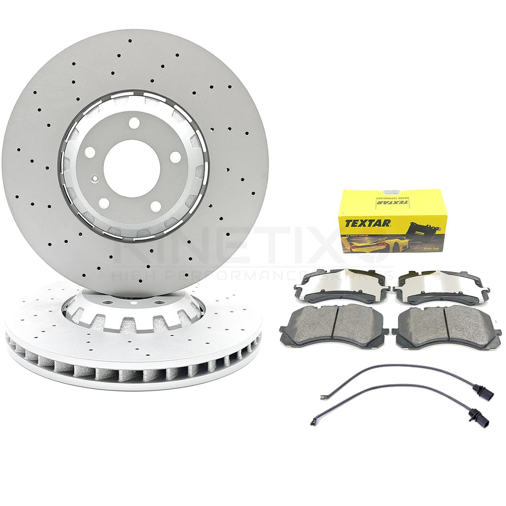 FOR BENTLEY BENTAYGA 3.0 4.0 4.0D 6.0 DRILLED FRONT BRAKE DISCS TEXTAR PADS 15-