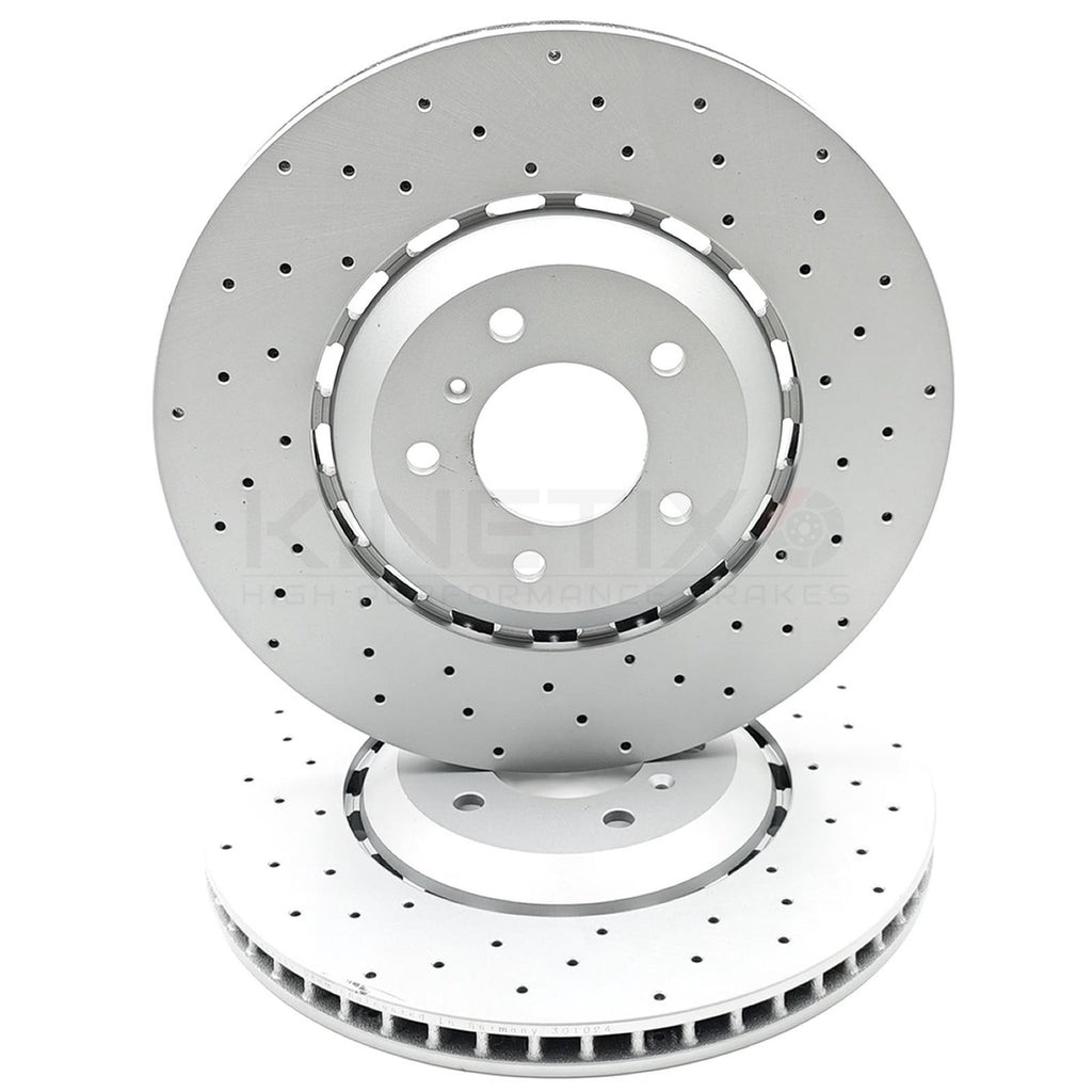 FOR BENTLEY BENTAYGA 15- CROSS DRILLED REAR BRAKE DISCS PAIR 4M0615601K 380mm