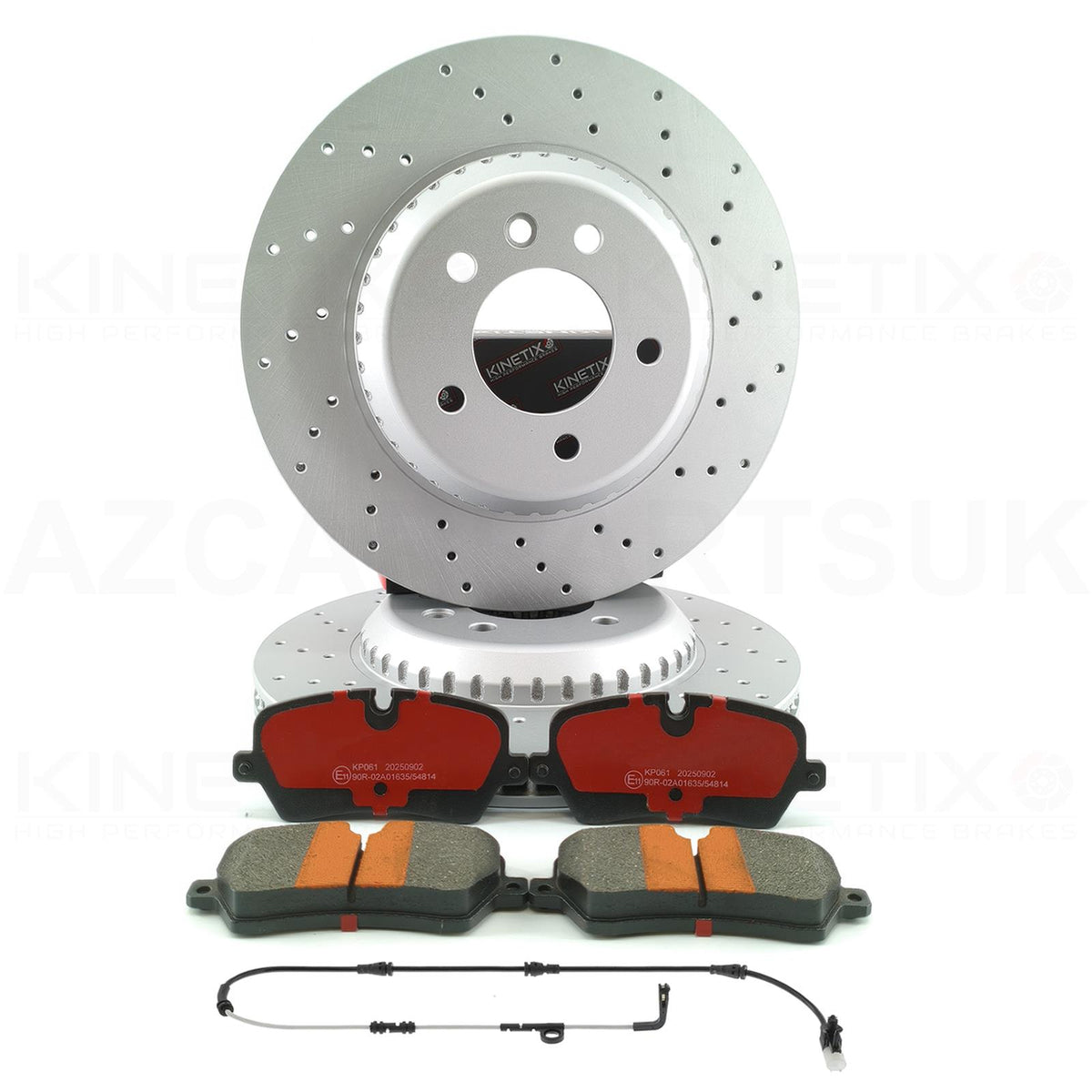 LAND ROVER DEFENDER D300 CROSS DRILLED PERFORMANCE REAR BRAKE DISCS CERAMIC PERFORMANCE PADS & WEAR WIRE SENSOR LEAD 325mm