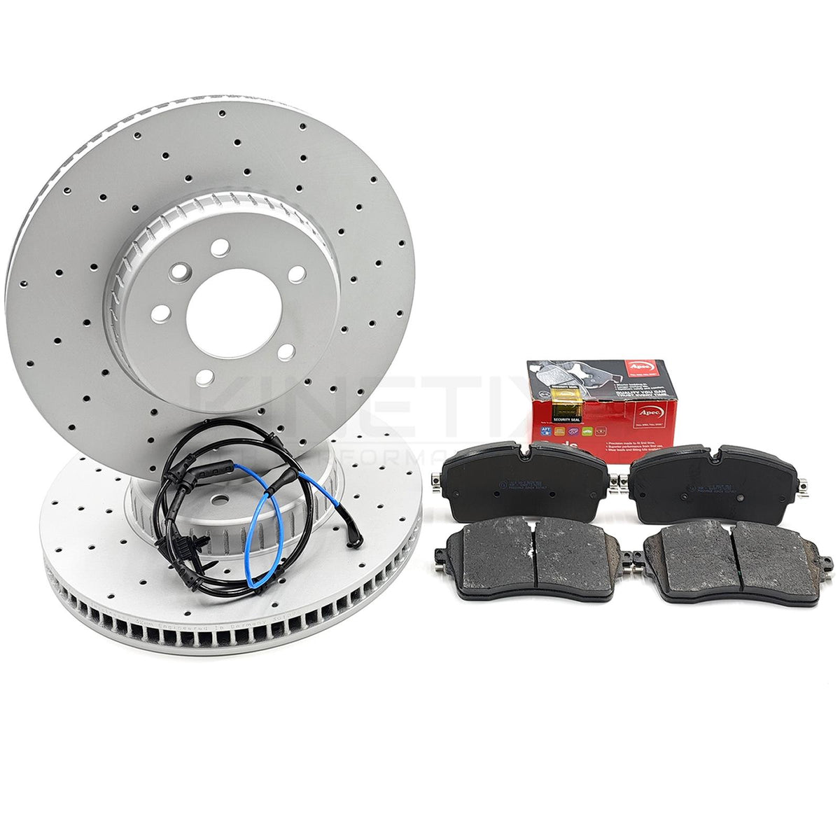 FOR LAND ROVER DEFENDER D250 DRILLED FRONT BRAKE DISCS PADS WEAR SENSOR 349mm
