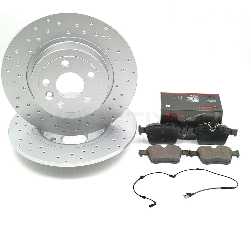 FOR RANGE ROVER EVOQUE 11-2019 DRILLED REAR BRAKE DISCS BREMBO PADS SENSOR 317mm