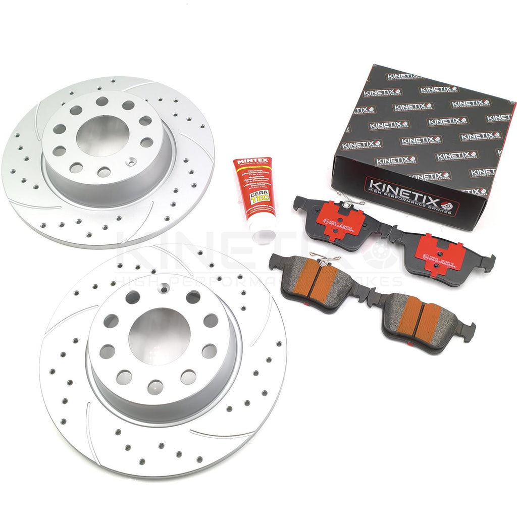 FOR AUDI A3 8V 2.0 TDI 13-20 REAR DRILLED GROOVED DISCS RACING PADS 272mm x 10mm