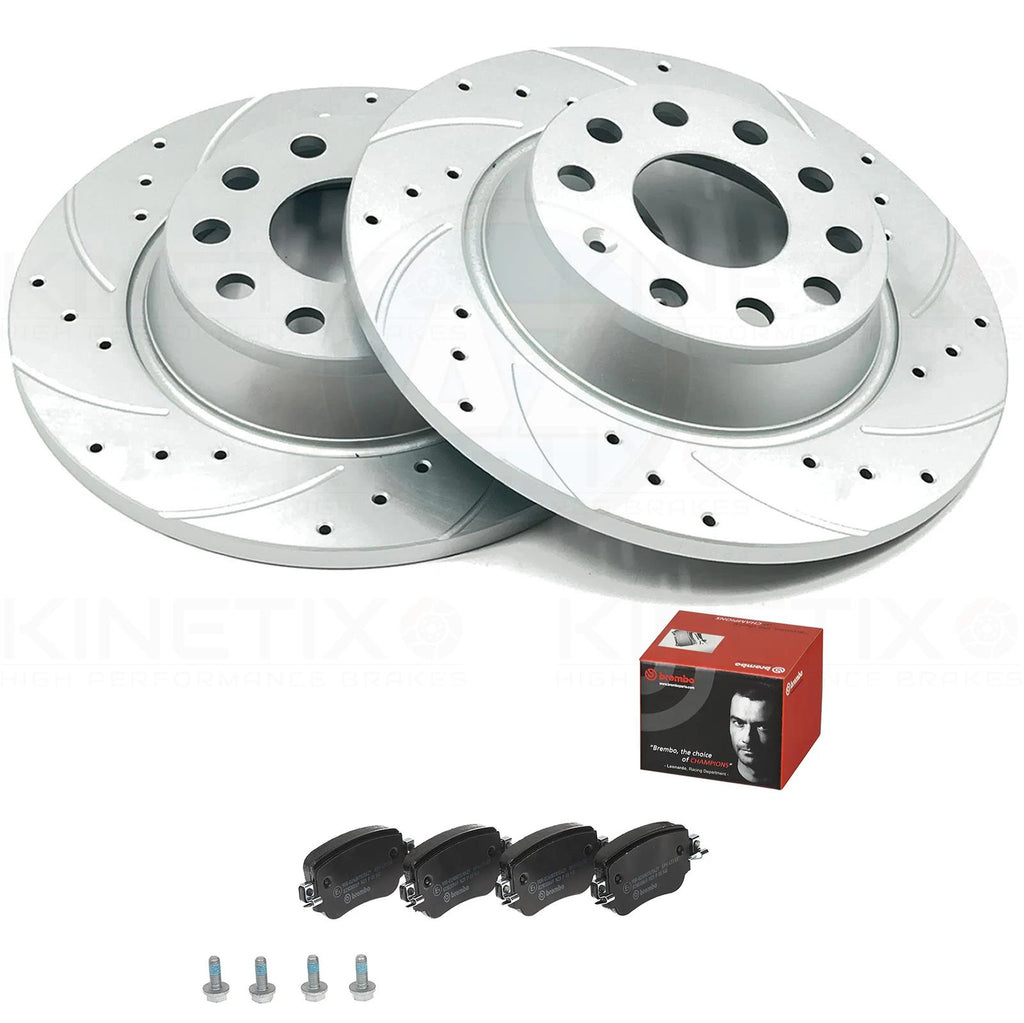 FOR VW CADDY MK4 1.2 TSI 15-20 REAR DRILLED GROOVED DISCS BREMBO PADS 272mm