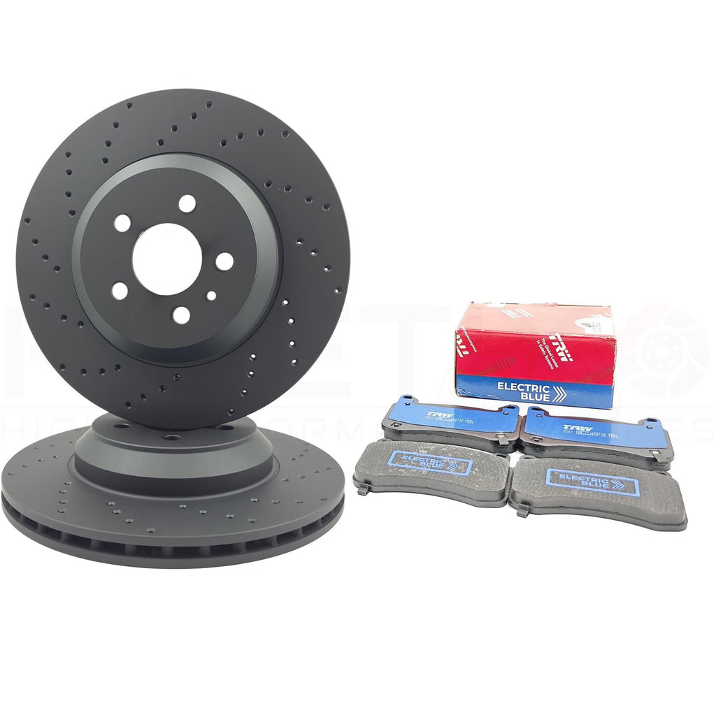 FOR TESLA MODEL 3 PERFORMANCE 18- FRONT BRAKE DISCS TRW ELECTRIC BLUE PADS 355mm