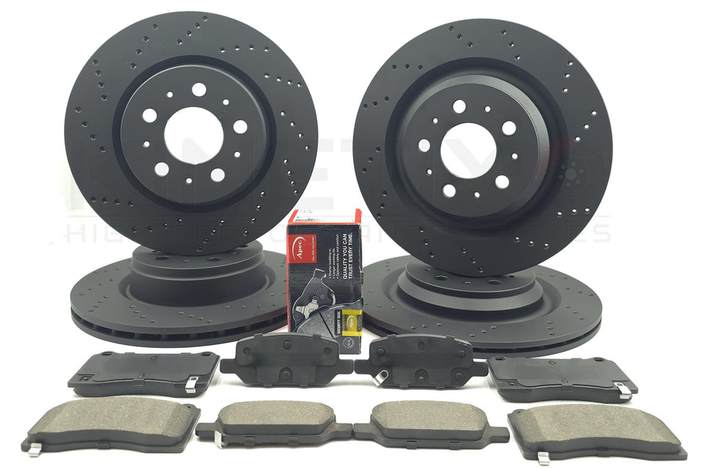 FOR TESLA MODEL 3 (5YJ3) DRILLED FRONT REAR BRAKE DISCS APEC PADS 320mm 335mm
