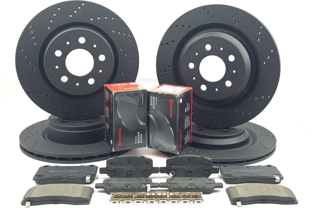 FOR TESLA MODEL 3 (5YJ3) DRILLED FRONT REAR BRAKE DISCS BREMBO PADS 320mm 335mm