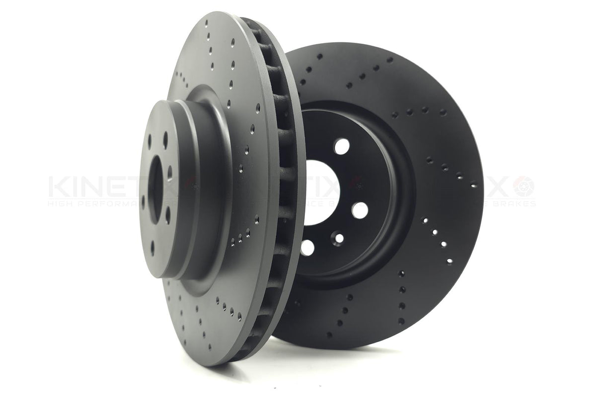 FOR TESLA MODEL S MODEL X DRILLED FRONT REAR BRAKE DISCS PADS 365mm 355mm