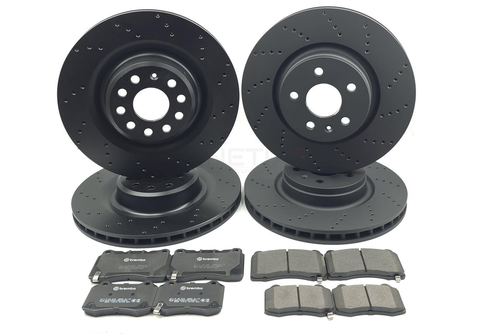 FOR TESLA MODEL S MODEL X DRILLED FRONT REAR BRAKE DISCS BREMBO PADS 355mm 365mm