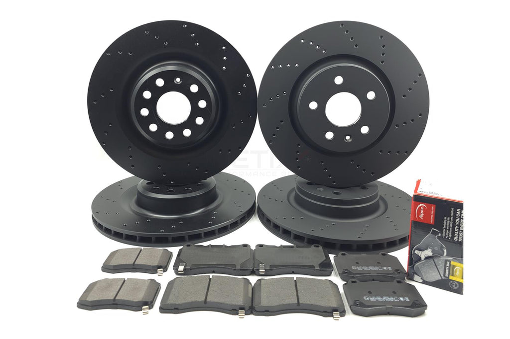 FOR TESLA MODEL S MODEL X CROSS DRILLED FRONT REAR BRAKE DISCS PADS 355mm 365mm
