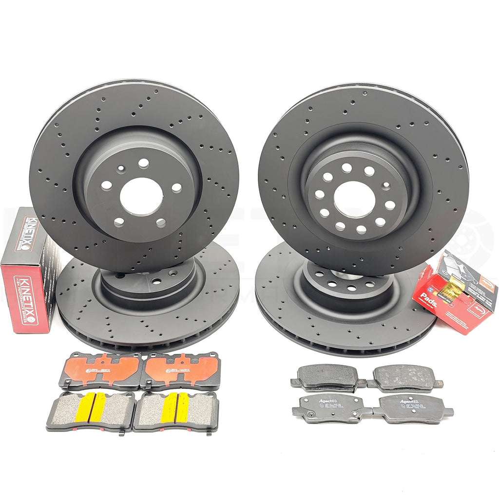 FOR TESLA MODEL S MODEL X DRILLED FRONT REAR BRAKE DISCS PADS 365mm 355mm