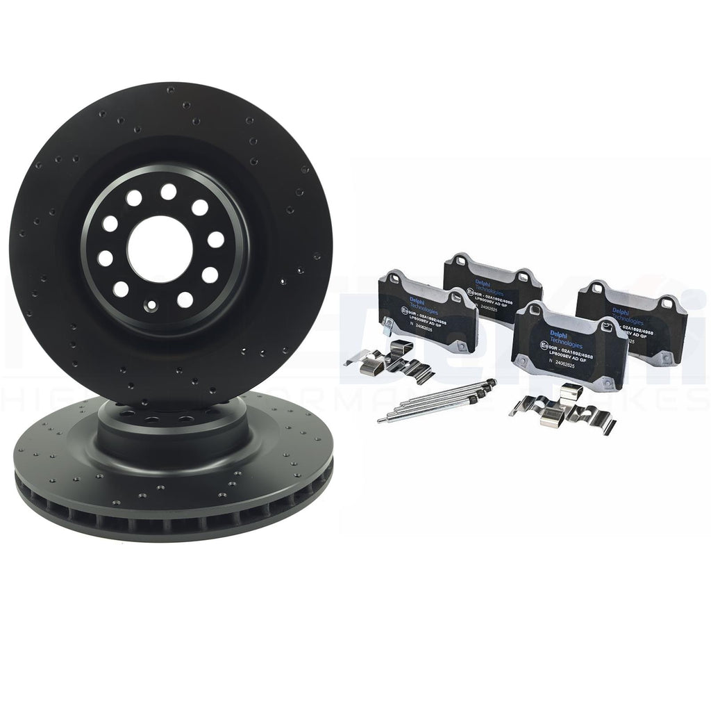 FOR TESLA MODEL S MODEL X DRILLED REAR BRAKE DISCS DELPHI EV PADS 365mm X 28mm