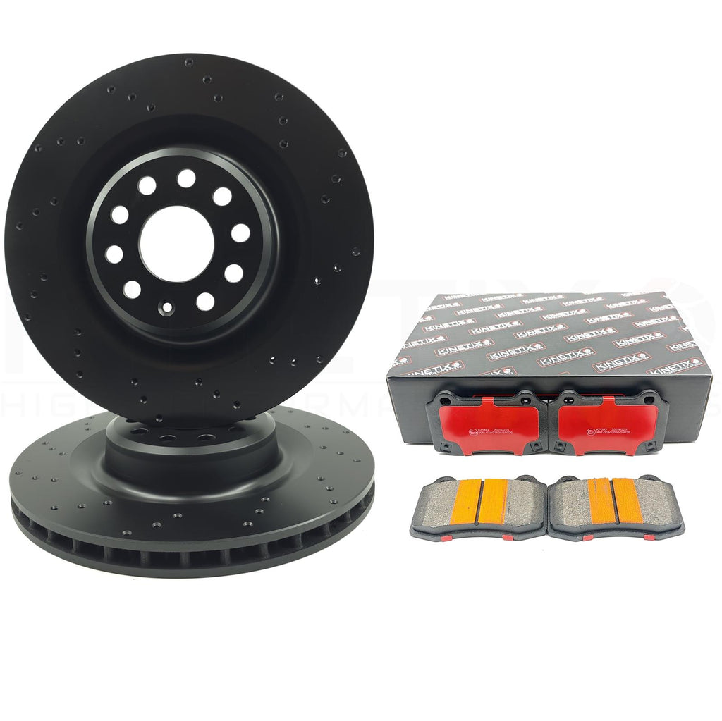 FOR TESLA MODEL S MODEL X CROSS DRILLED REAR BRAKE DISCS K44 CERAMIC PADS 365mm