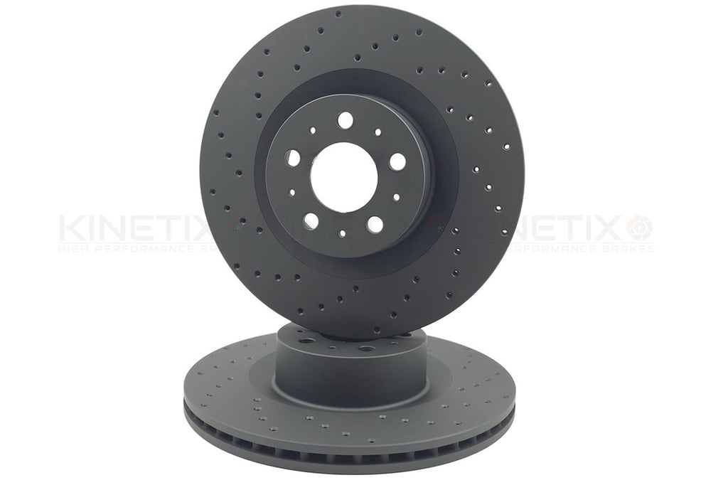 FOR TESLA MODEL Y (5YJY) 2019- CROSS DRILLED FRONT BRAKE DISCS PAIR 1188612-00-D