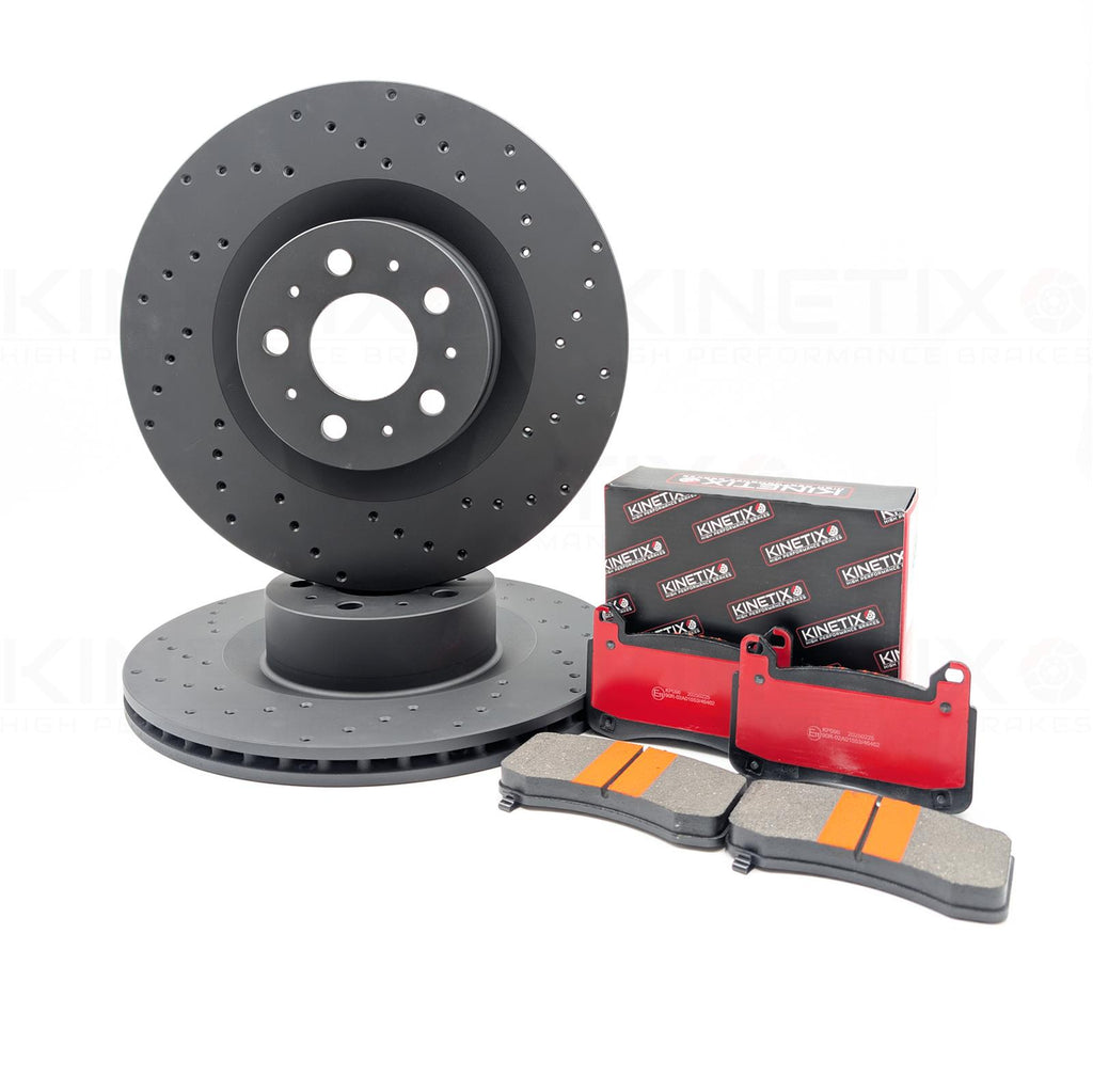 FOR TESLA MODEL Y 19- (5YJY) DRILLED FRONT BRAKE DISCS PADS 1188612-00-D 355mm