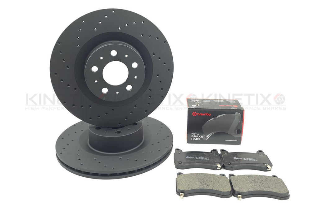 FOR TESLA MODEL Y 5YJY 2019- DRILLED FRONT BRAKE DISCS BREMBO PADS 118861200D