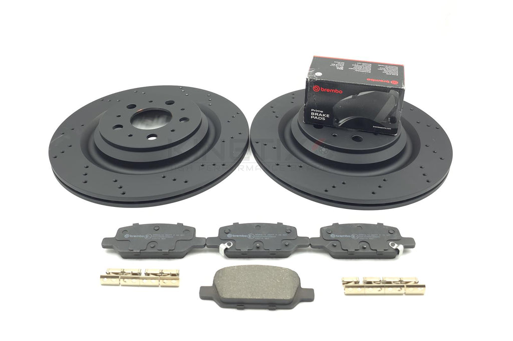 FOR TESLA MODEL 3 5YJ3 2018- DRILLED REAR BRAKE DISCS BREMBO PADS 1044631-00-D