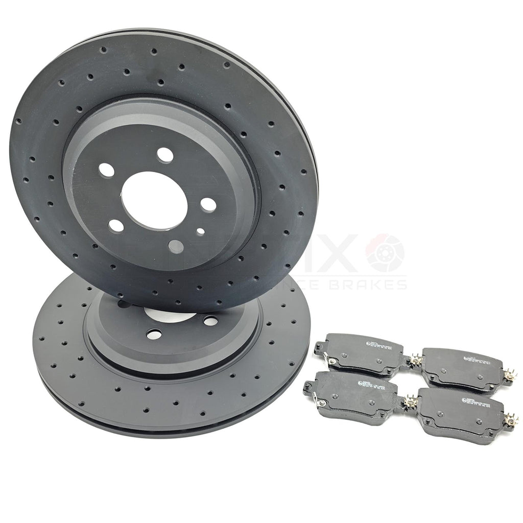 FOR TESLA MODEL 3 PERFORMANCE 5YJ3 2018- DRILLED REAR BRAKE DISCS PADS 335mm