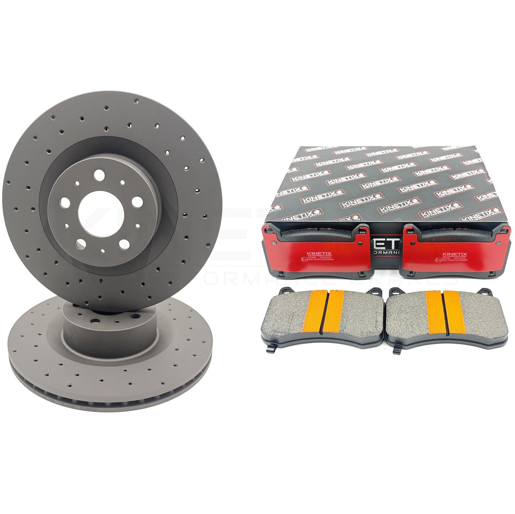 FOR TESLA MODEL Y (5YJY) 19- FRONT BRAKE DISCS KINETIX RACING PADS 355mm X 25mm