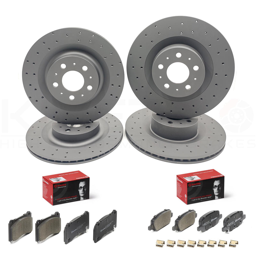 FITS TESLA MODEL Y 2019- FRONT REAR BRAKE DISCS BREMBO PADS 355mm 335mm DRILLED