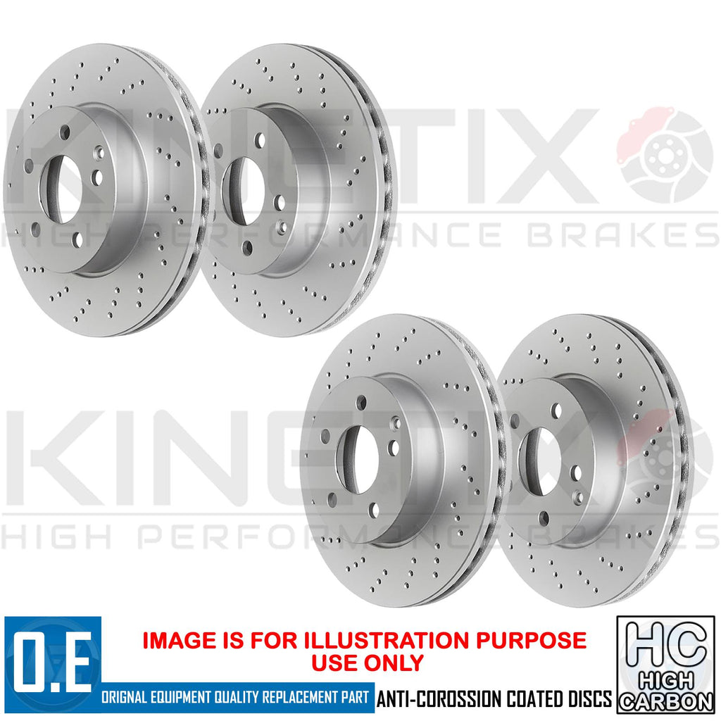 FOR VW CARAVELLE 2.5 TDI FRONT REAR CROSS DRILLED BRAKE DISCS 308mm 294mm COATED
