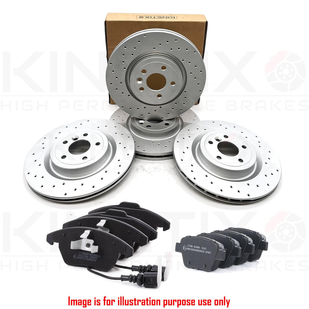 FOR VW CADDY FRONT REAR DRILLED PERFORMANCE BRAKE DISCS PADS 288mm 272mm FR RR