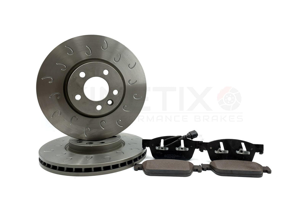 FOR TRANSPORTER T5 T6 CRAVELLE MULTIVAN FRONT J GROOVED BRAKE DISCS PADS 340mm