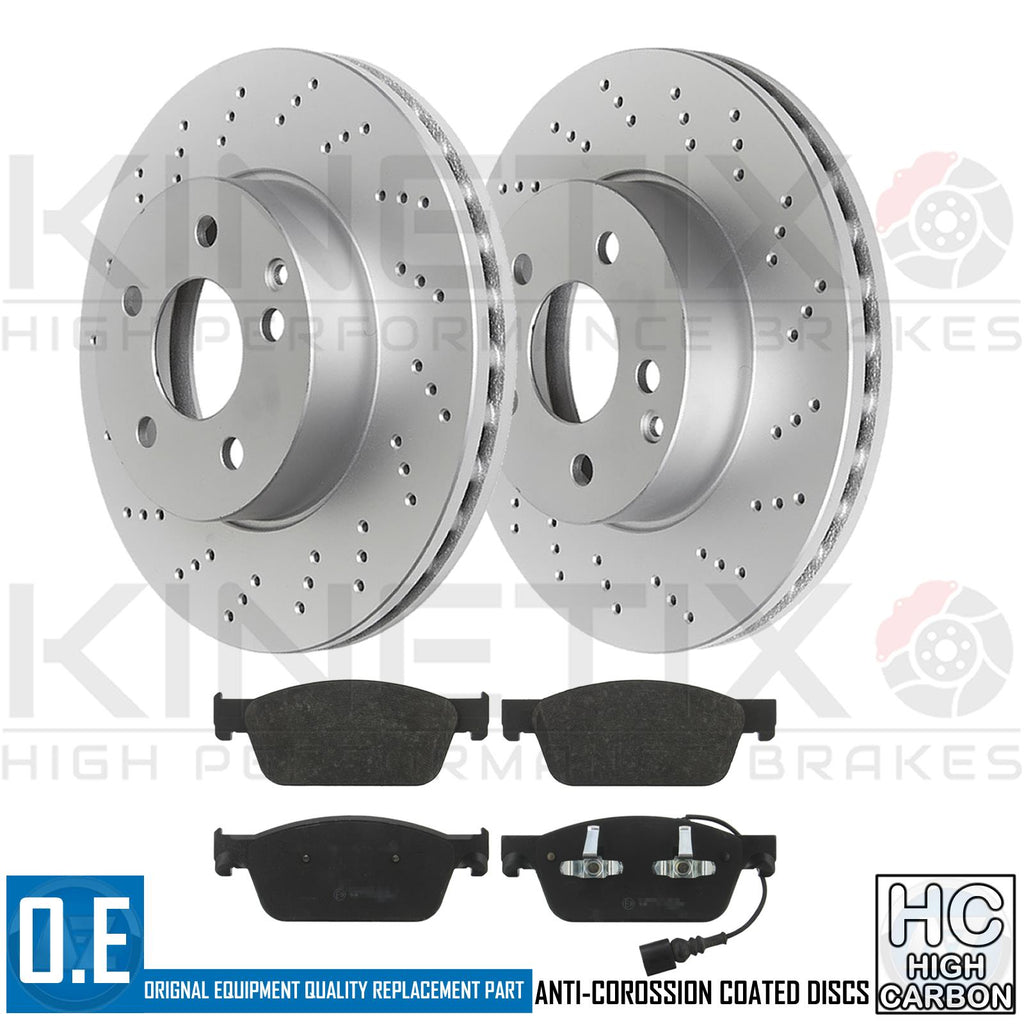 FOR VW TRANSPORTER CARAVELLE T5 T6 CROSS DRILLED FRONT BRAKE DISCS PADS 340mm