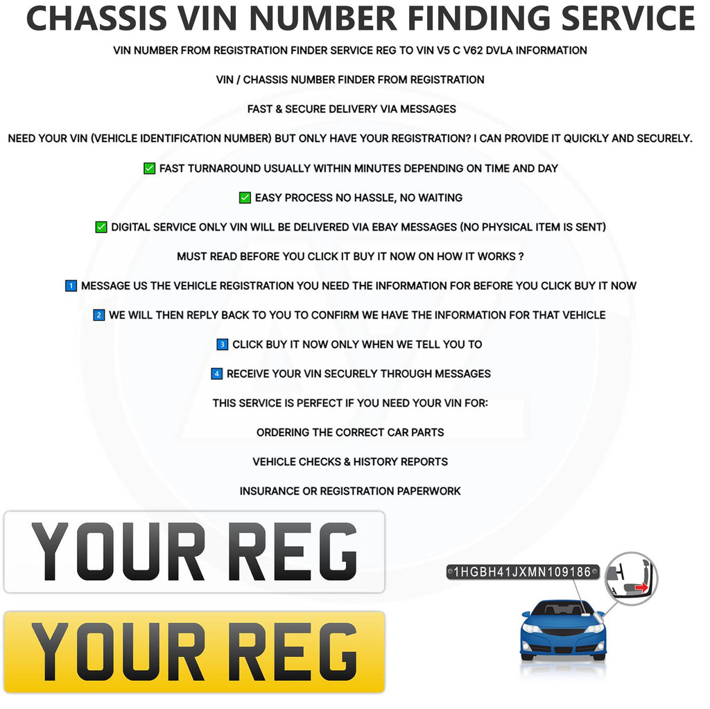 VIN NUMBER FROM REGISTRATION FINDER SERVICE REG TO VIN V5 C V62 DVLA INFORMATION