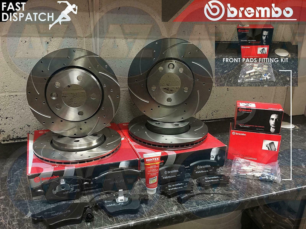 FOR VW TRANSPORTER CARAVELLE 2.5 TDI T5 FRONT REAR DRILLED GROOVED DISCS PADS