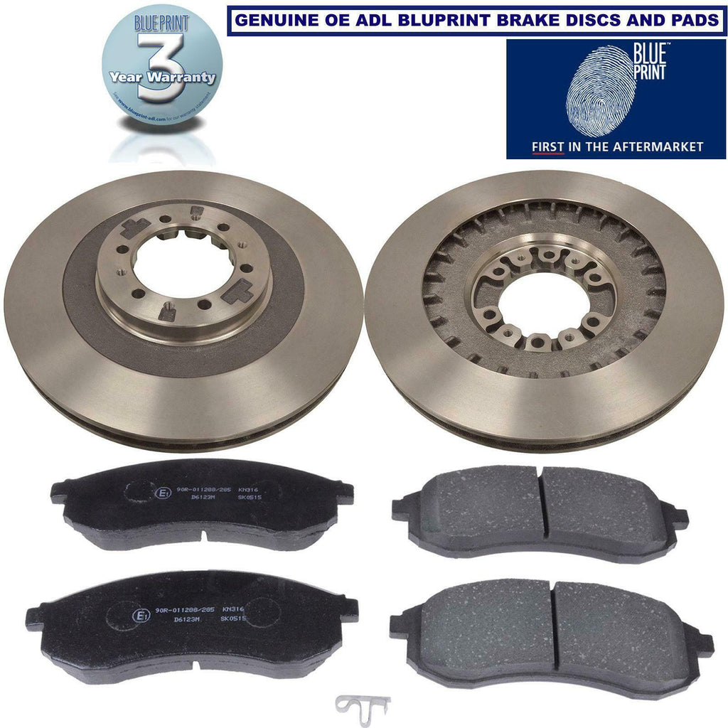 for MITSUBISHI L200 FRONT BRAKE DISCS AND BRAKE PADS SET GENUINE BLUEPRINT 314mm