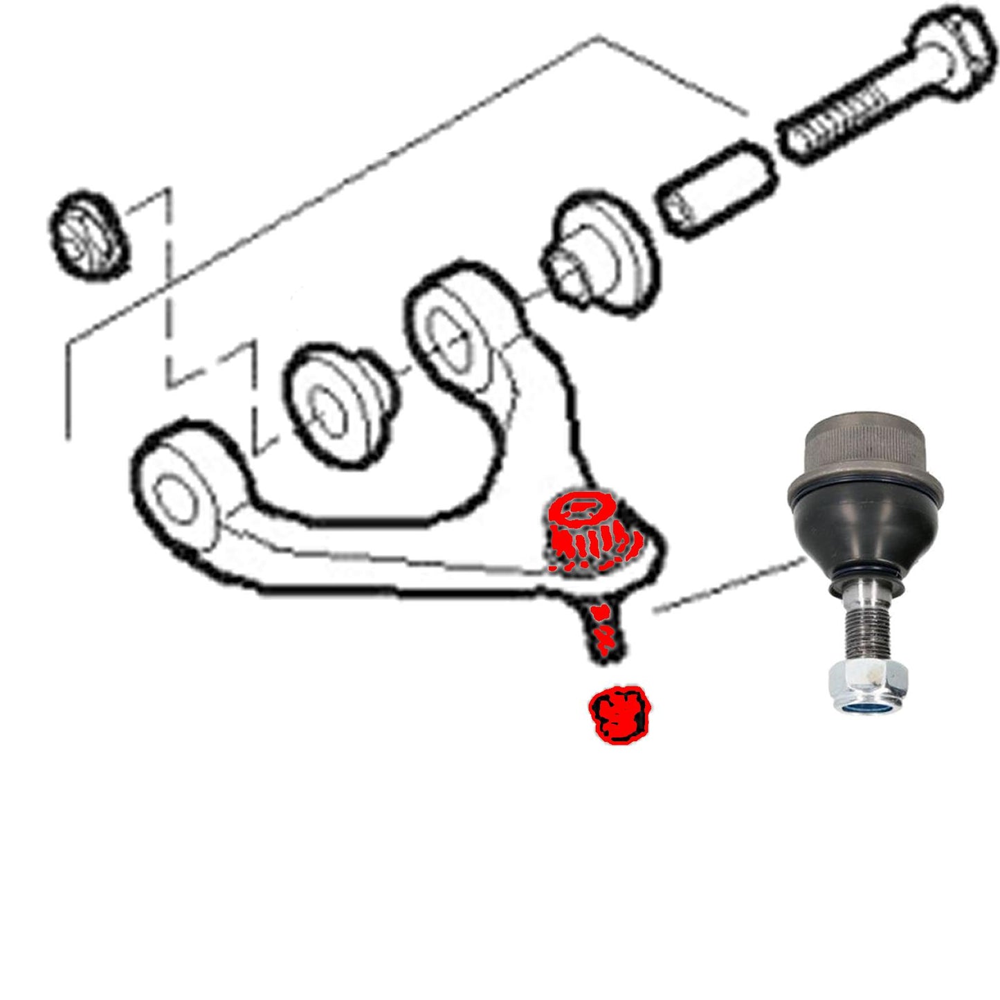 FOR IVECO DAILY 2014- FRONT AXLE TOP UPPER SUSPENSION WISHBONE ARM BALL JOINT X1
