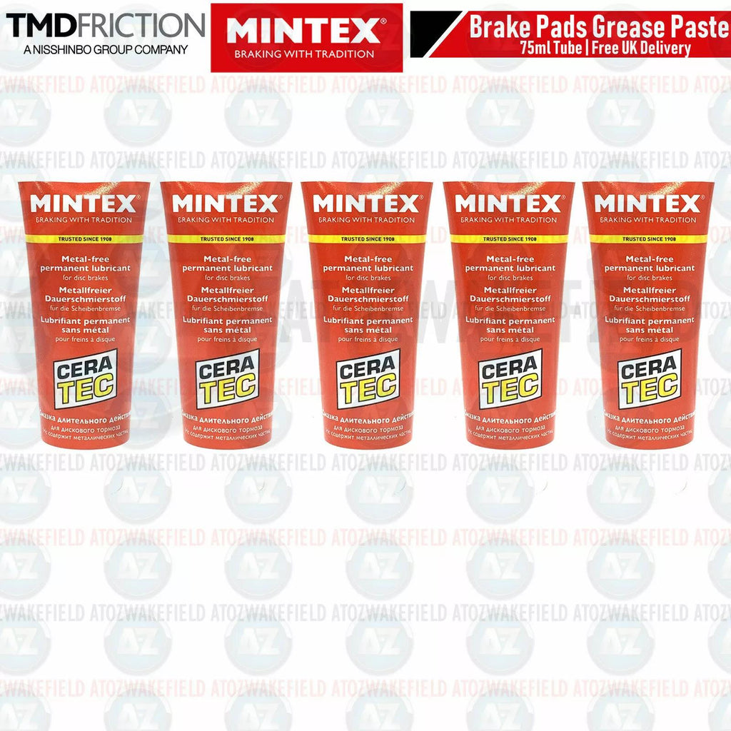 5 X MINTEX CERATEC ANTI SQUEAL BRAKE PAD LUBRICANT GREASE PASTE 75ML TUBES