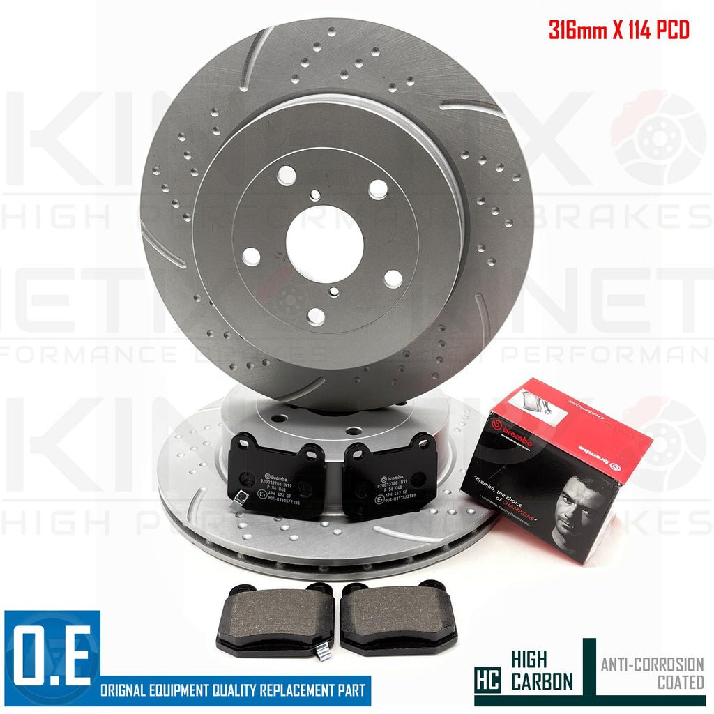FOR SUBARU IMPREZA 2.5 WRX STi 05-07 REAR PERFORMANCE BRAKE DISCS PADS 316mm