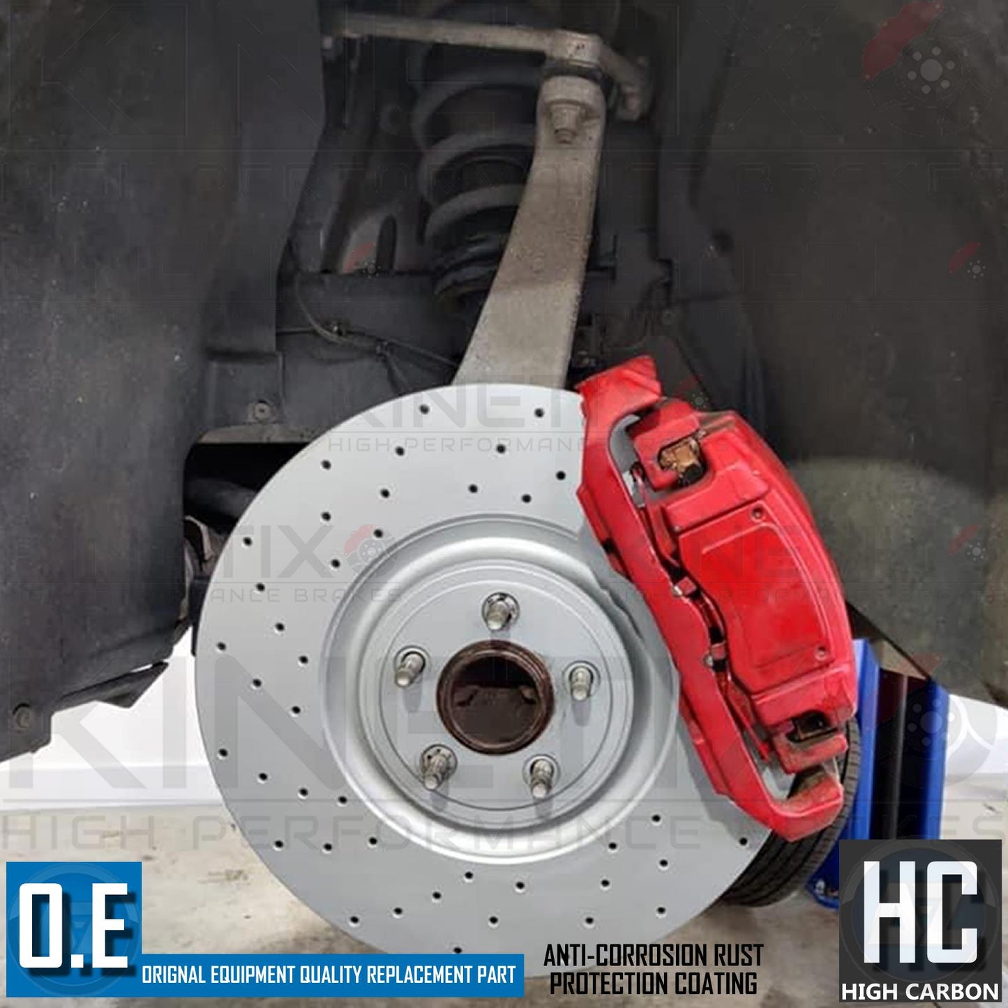 FOR JAGUAR F-TYPE 5.0 SCV8R SVR CROSS DRILLED FRONT BRAKE DISCS PAIR 380mm