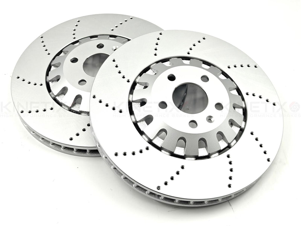 FOR AUDI RS4 RS5 CROSS DRILLED FRONT BRAKE DISC DISCS PAIR 4M0615301AM 375mm