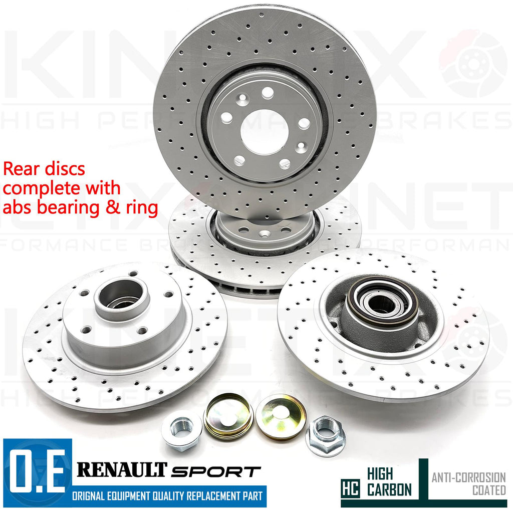 FOR RENAULT CLIO SPORT 1.6 TROPHY RS 200 RS 220 FRONT REAR DRILLED BRAKE DISCS