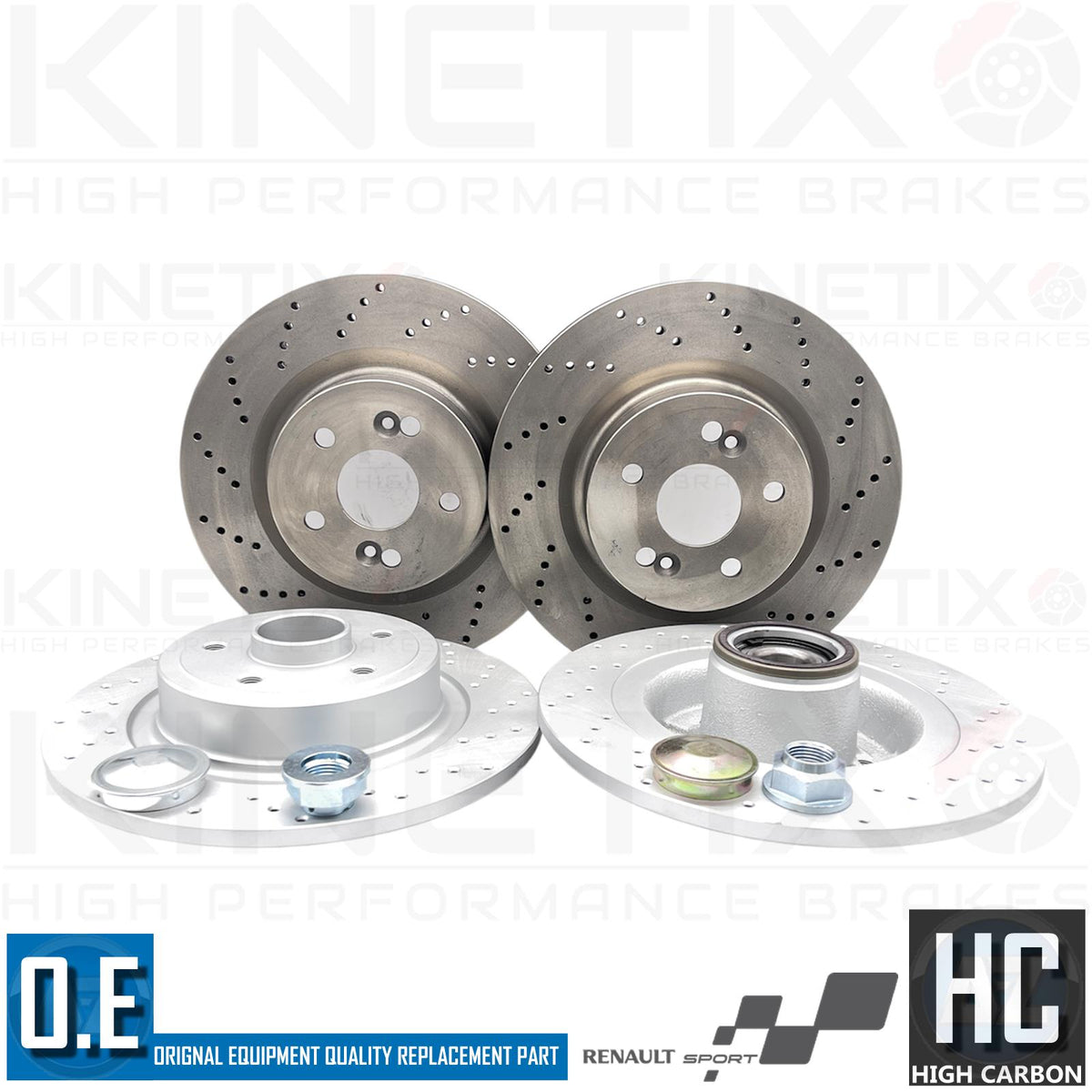 FOR RENAULT CLIO SPORT 200 FRONT REAR DRILLED BRAKE DISCS ABS SENSOR BEARING