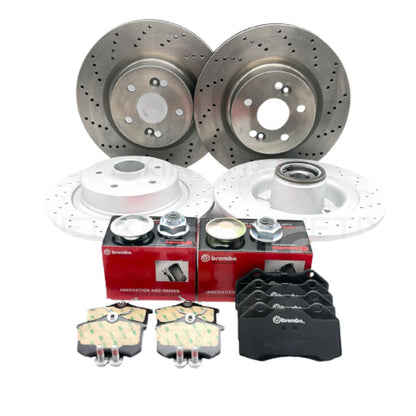 FOR RENAULT CLIO 197 200 SPORT FRONT REAR DRILLED DISCS ABS RING BEARING PADS