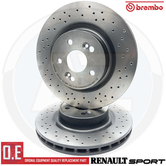 FOR RENAULT CLIO SPORT MEGANE SPORT BREMBO XTRA BRAKE DISCS PAIR 312mm