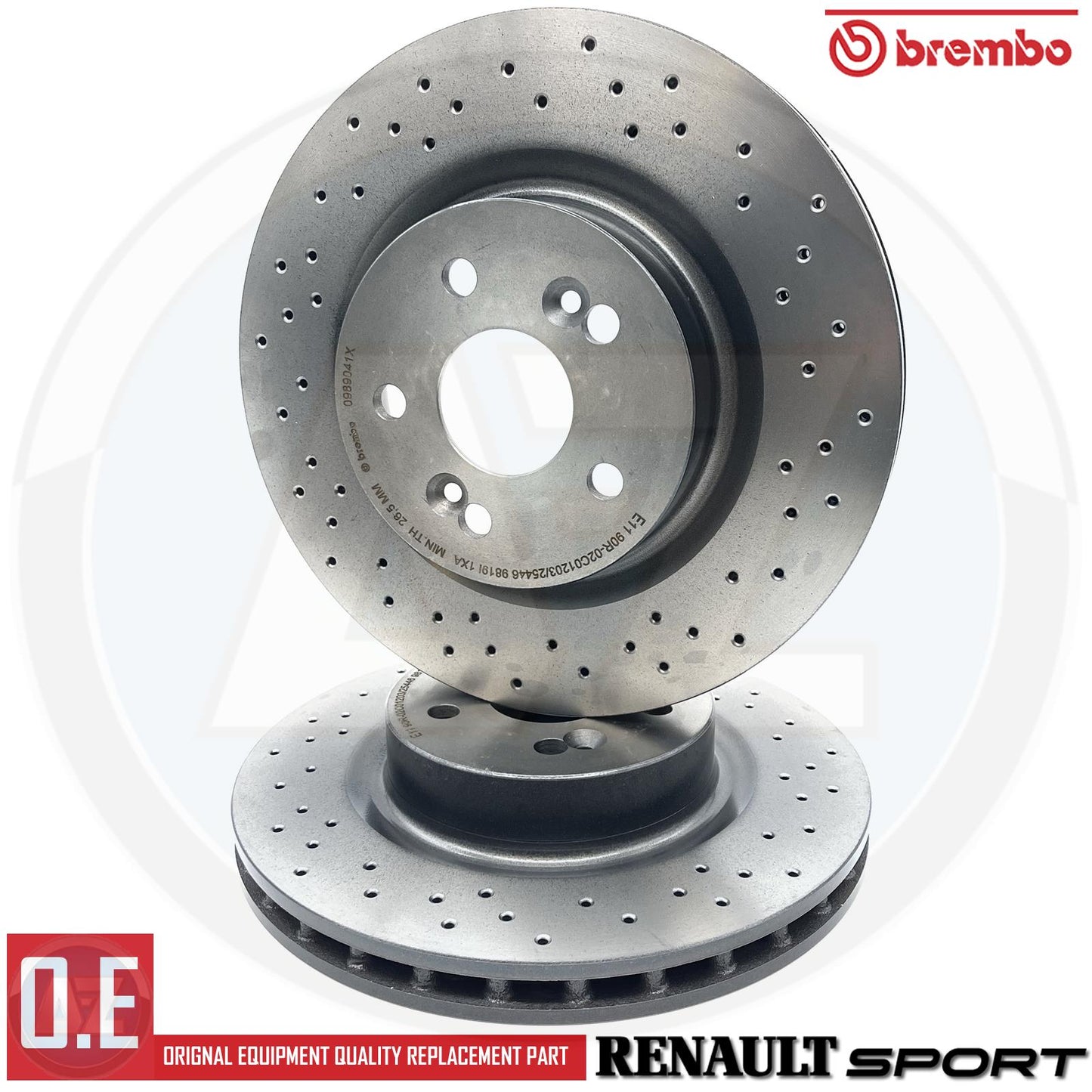 FOR RENAULT MEGANE SPORT RS 225 FRONT DRILLED BREMBO BRAKE DISCS & PADS 312mm