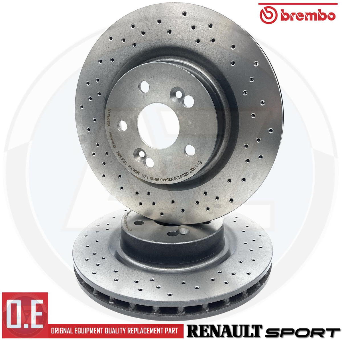 For Renault Megane Sport 225 Clio 197 200 Front Drilled Brake Discs Brembo Pads