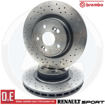 For Renault Megane Sport 225 Clio 197 200 Front Drilled Brake Discs Brembo Pads