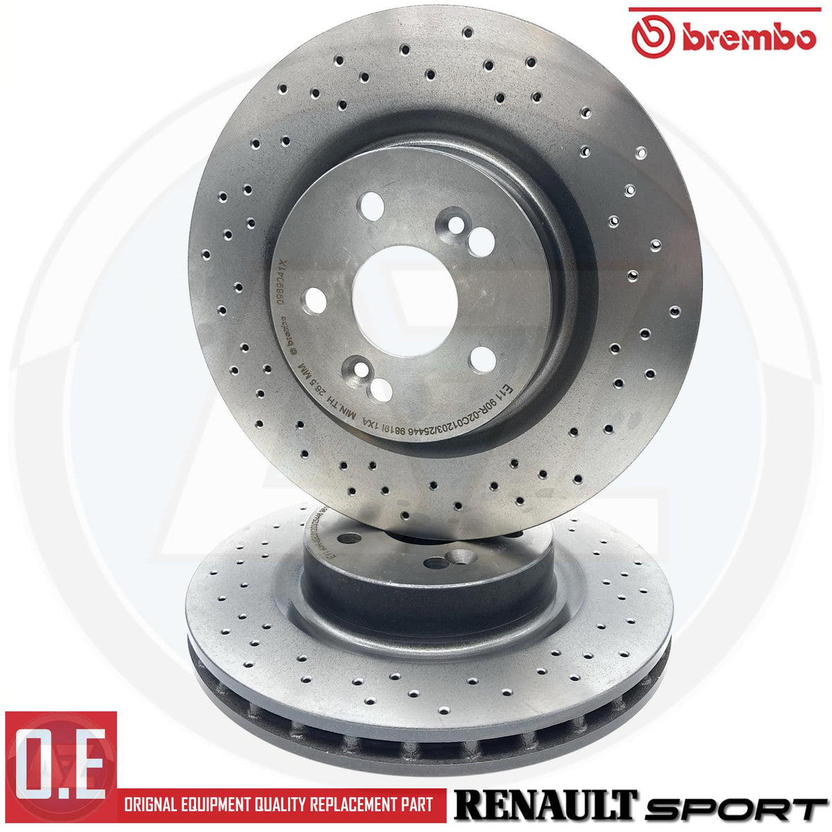 For Renault Clio 197 200 Megane Sport 225 Front Drilled Brake Discs Brembo Pads