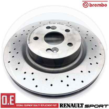 FOR RENAULT MEGANE 225 CLIO 197 200 SPORT FRONT BREMBO DRILLED BRAKE DISCS PADS