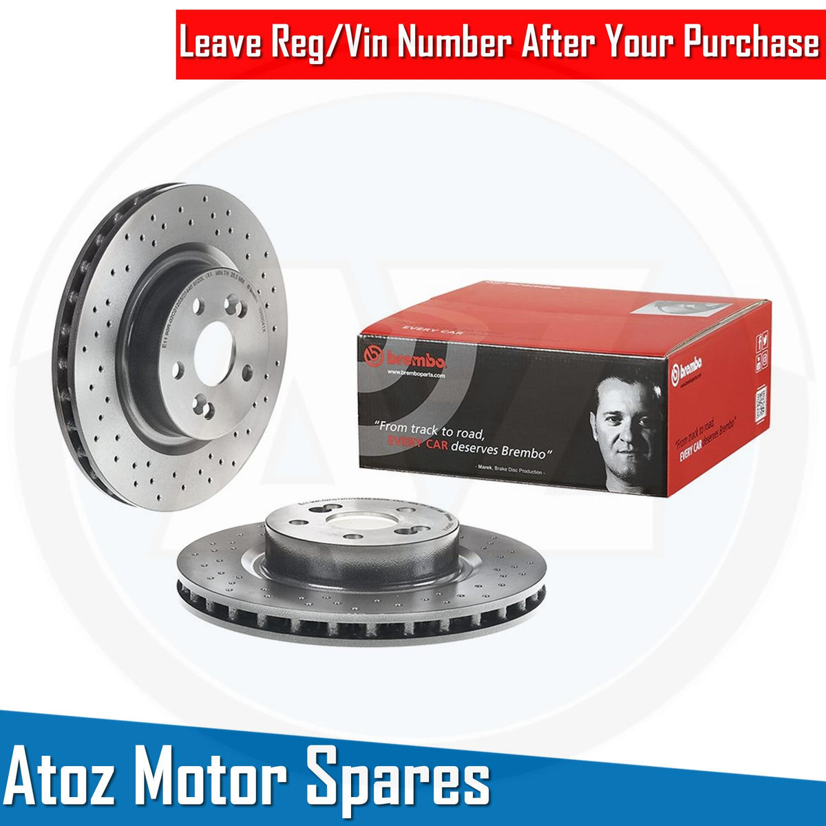 FOR RENAULT CLIO SPORT 197 / 200 MK3 BREMBO XTRA DRILLED FRONT BRAKE DISCS PAIR