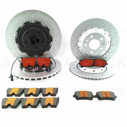 FOR AUDI RS4 B7 (06-08) DRILLED FRONT REAR BRAKE DISCS CERAMIC PERFORMANCE RACING PADS 365mm 324mm