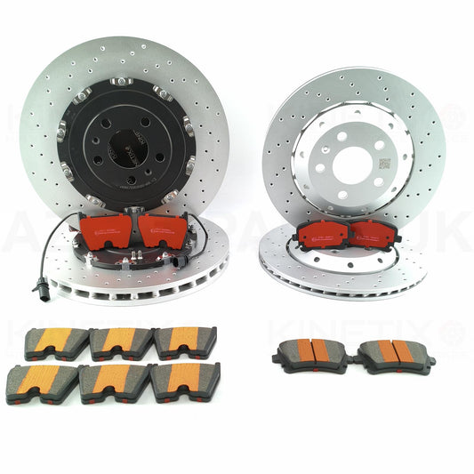 FOR AUDI RS4 B7 (06-08) DRILLED FRONT REAR BRAKE DISCS CERAMIC PERFORMANCE RACING PADS 365mm 324mm