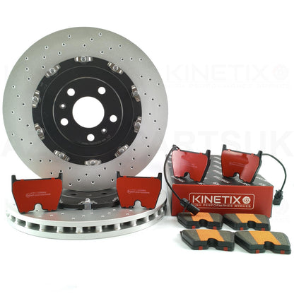 FOR AUDI RS4 (B7) FRONT TWO PIECE FLOATING BRAKE DISCS CERAMIC PERFORMANCE RACING PADS 365mm X 34mm